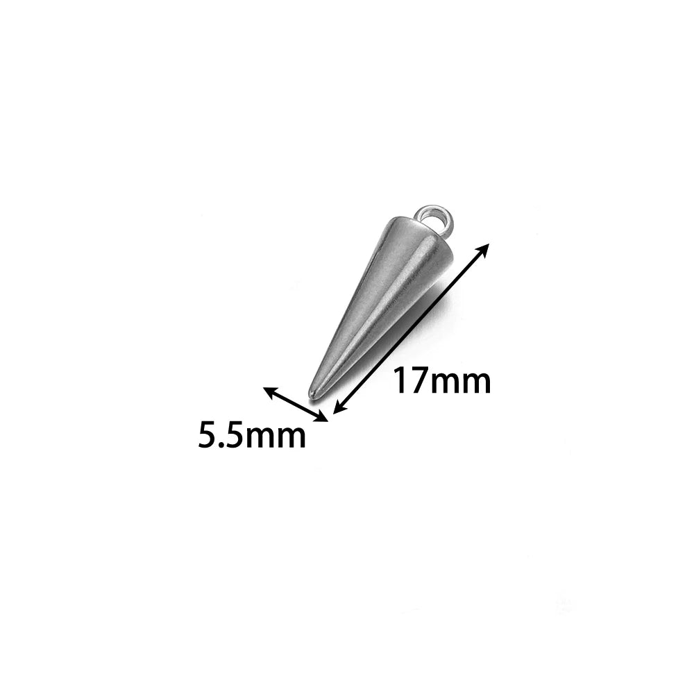 Gold Plated Stainless Steel Small Pointed Cone Weld 3.5mm Hole Charm for Jewelry Necklace Making