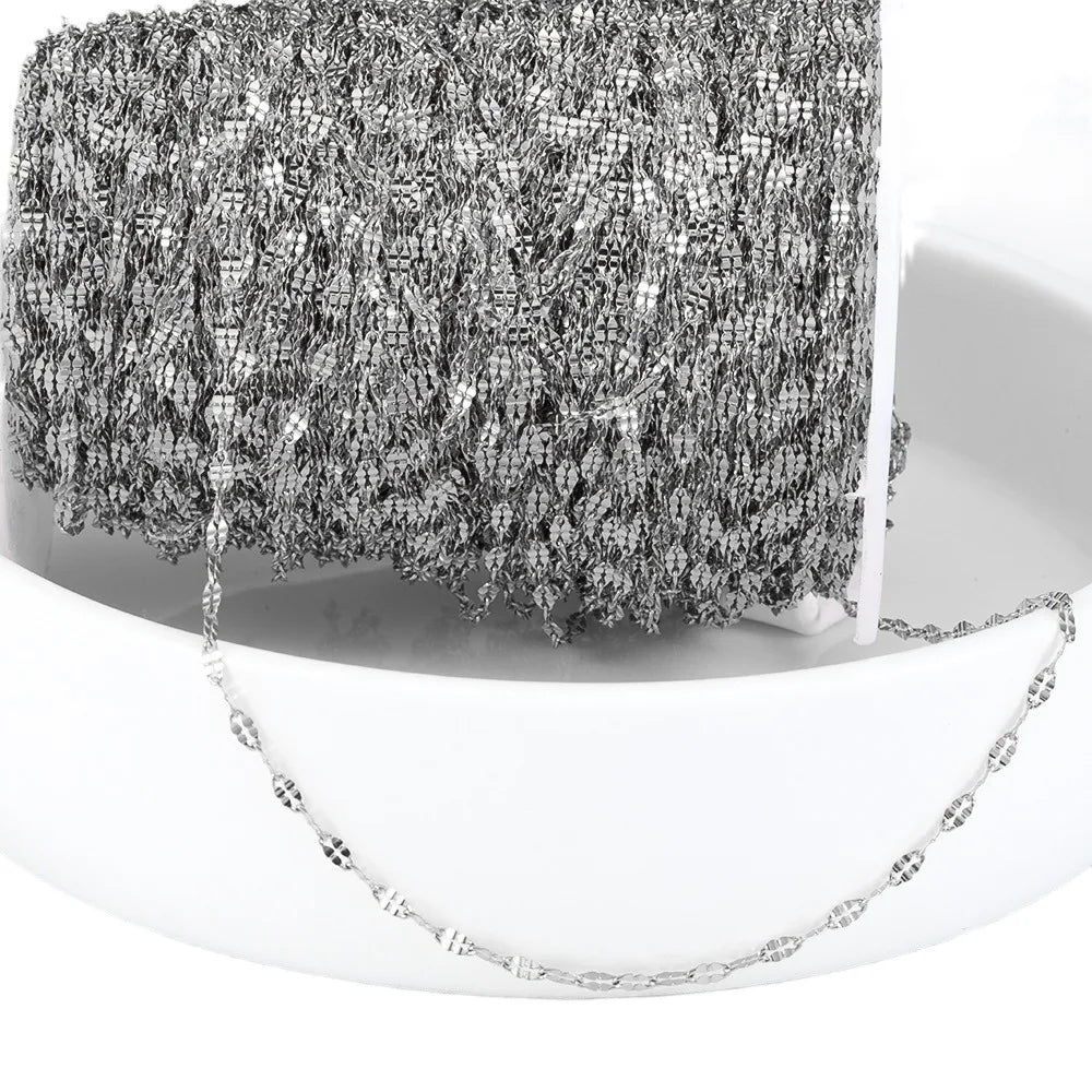 E130 Fashion Silver Gold Plated Chain Waterproof Stainless Steel Link Chains Lip Shape Chains for Jewelry Custom