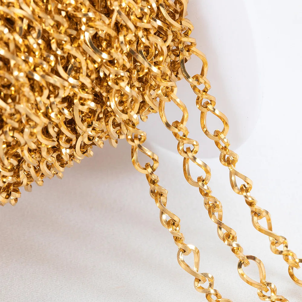 B4928 Vaccum 18k Gold Chain Stainless Steel Silver Chain Necklace Accessory Bulk Thunk Chain for Diy