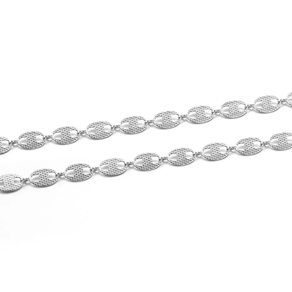 A2344 Fashion 18k Gold Stainless Steel Chain Bulk Pig Nose Coffee Bean Shape Link Chain for Necklace Bracelet Making