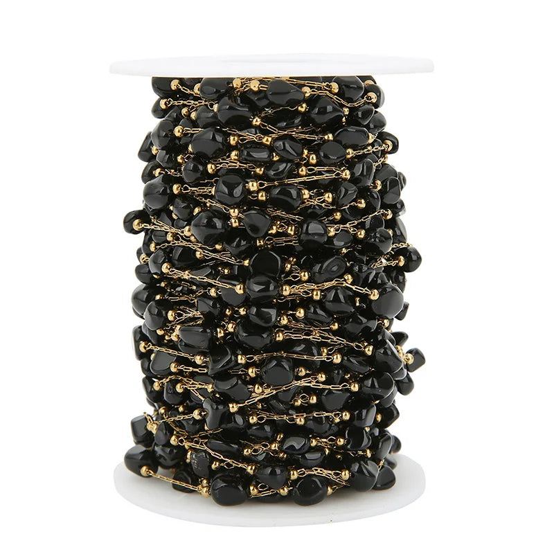 A1764 Raw Stone Crystal Beads Beaded Chain Rosary Crystal Gemstone Chain for Necklace Bracelet Jewelry Diy