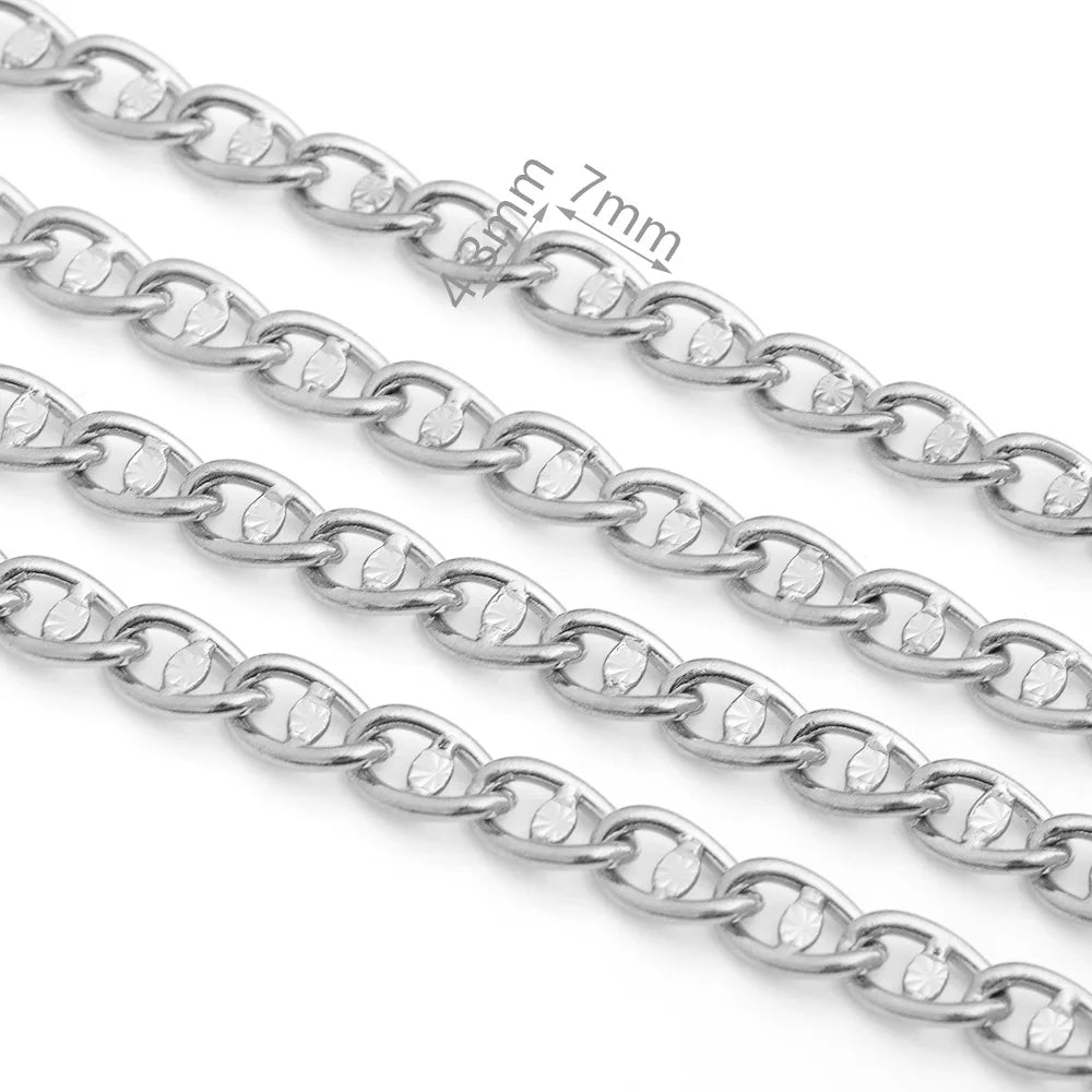 D821 Stainless Steel Embossed Coffee Bean Pig Nose Chain Handmade Chain Necklace Bracelet Jewelry Making Accessories 4.3mm