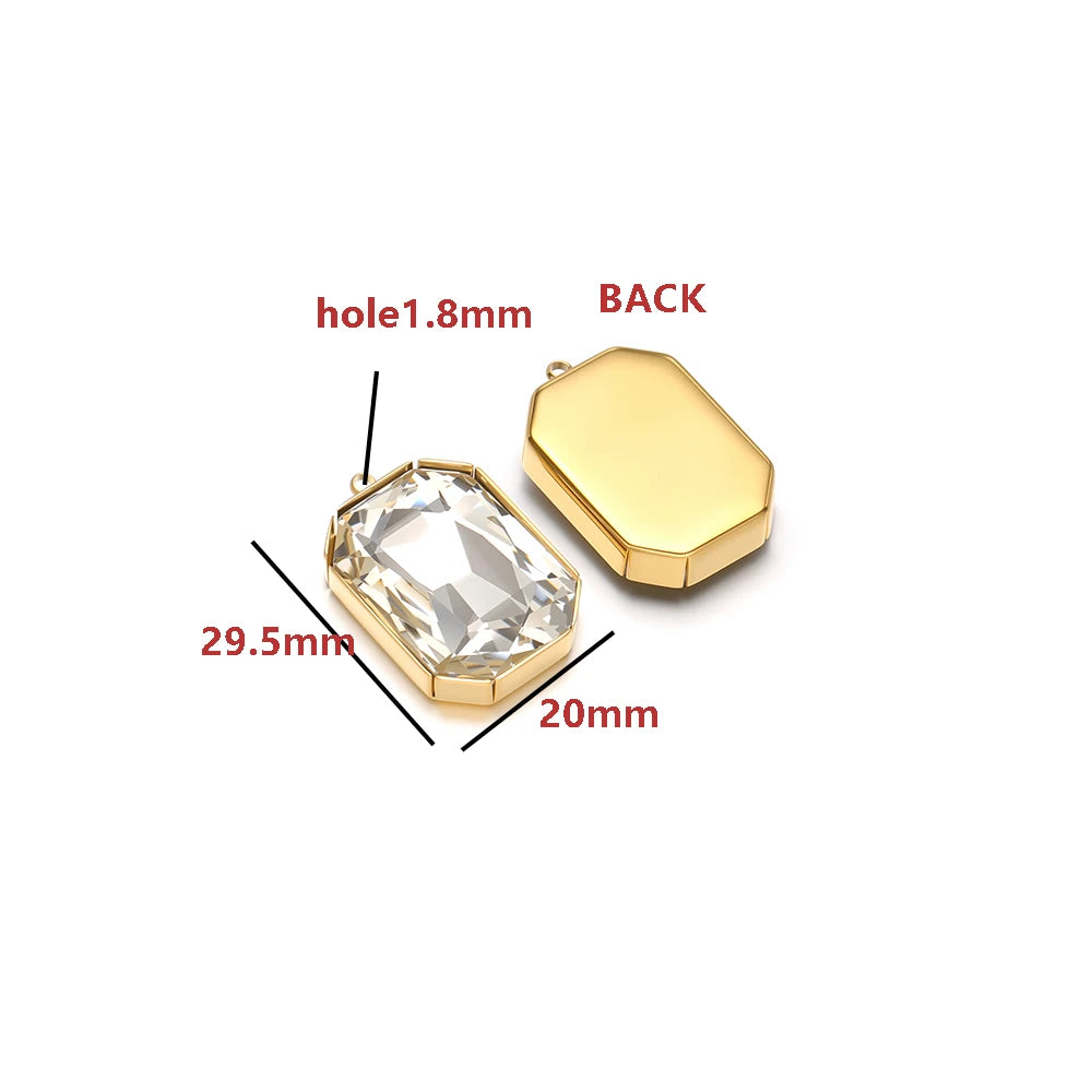 Gold Plated Polygon Charm Faceted Glass Pendant with 1.8mm Hole Geometric Crystal Charms for DIY Jewelry Making Wholesale