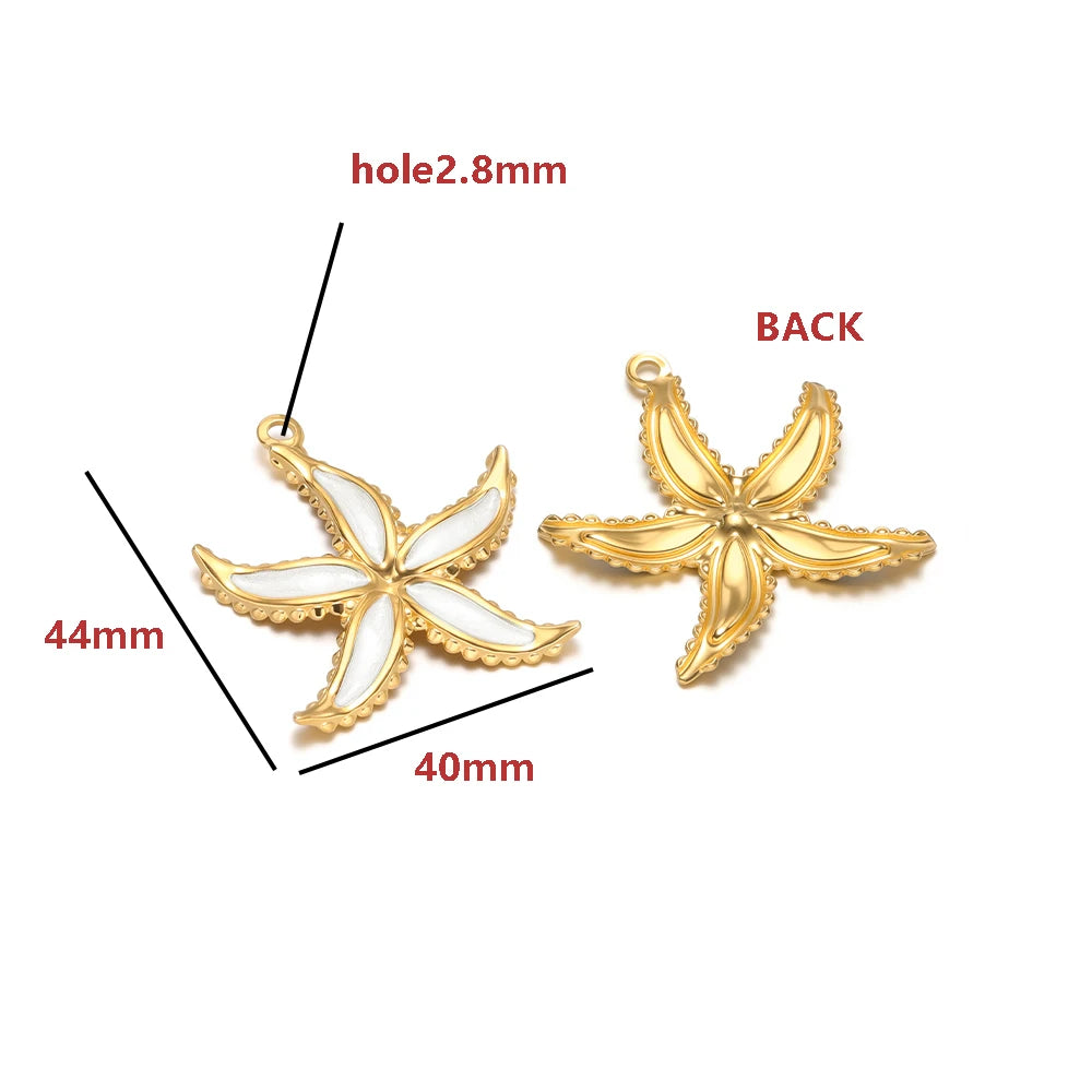 18K Gold Plated Starfish Charms Enamel Pendants Nautical Beach Style DIY Jewelry Making Supplies Accessories