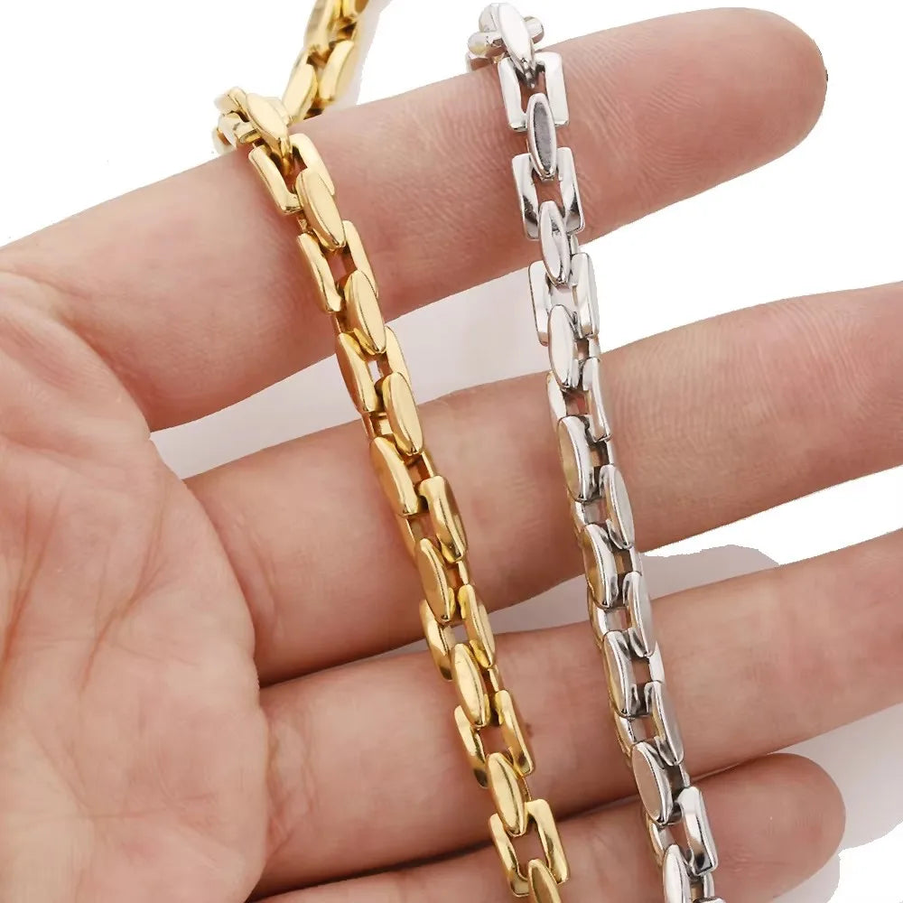 E584 Simple Retro European and American Fashion Trunk Geometric Chain Jewelry Stainless Steel Necklace