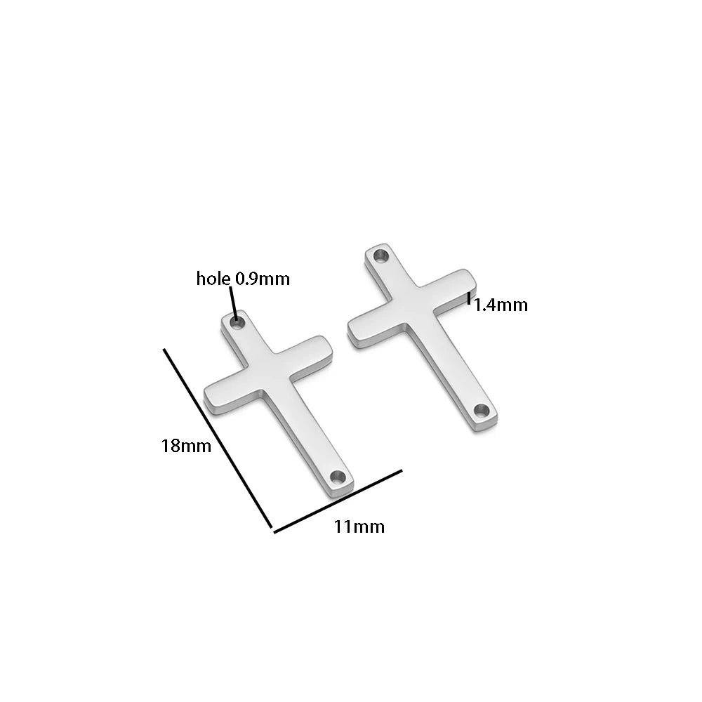 Non Tarnish 18k Gold Plated Stainless Steel Cross Charm Pendant for Handmade Necklace Jewelry Making Diy Accessories
