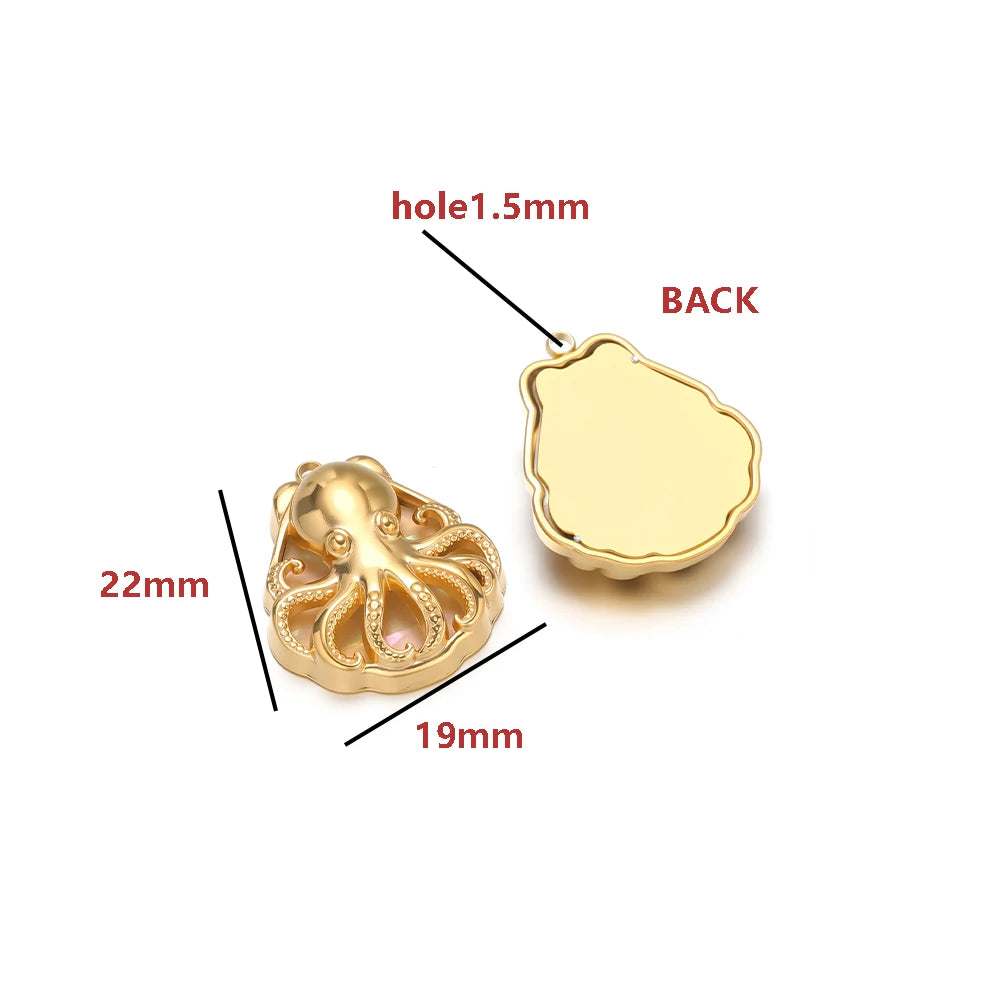 Gold Plated Stainless Steel Ocean Animal Charms Pendants for DIY Jewelry Making Necklace Bracelet Accessories