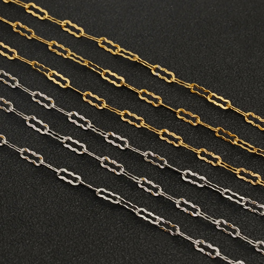 D819 Fashion 304 Stainless Steel 18k Gold Patterned Cloudy Shape Connectors Link Chain for DIY Making Bracelet Necklace