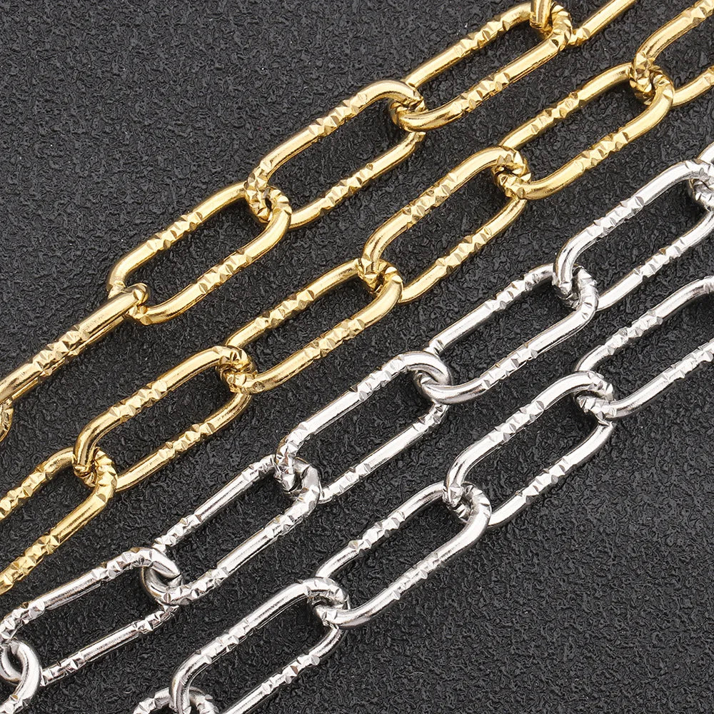 A705 High Quality 7mm Paper Clip Chain Silver Gold Plated Stainless Steel Chain for Jewelry Necklace Bracelet DIY Handmade