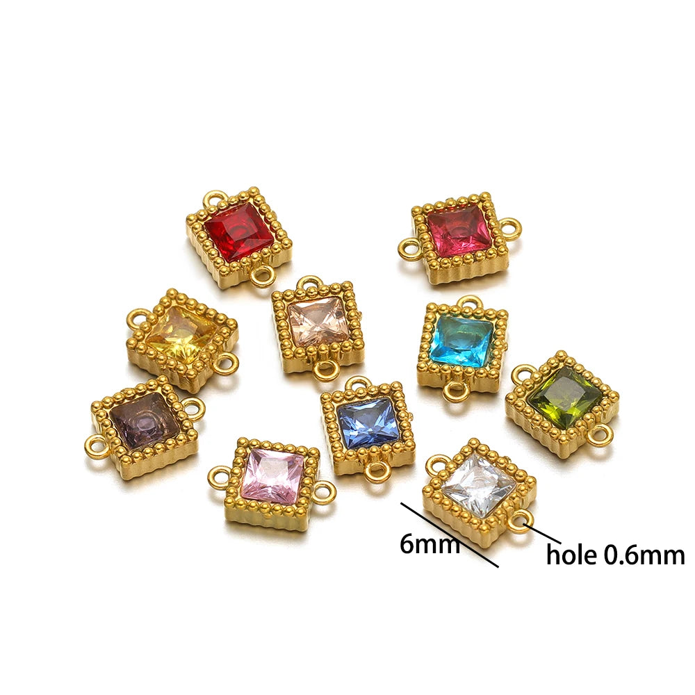 Fashion Hot Double Hole Stainless Steel 18k Gold Plated Water Drop Charm Pendant for Jewelry Making Wholesale