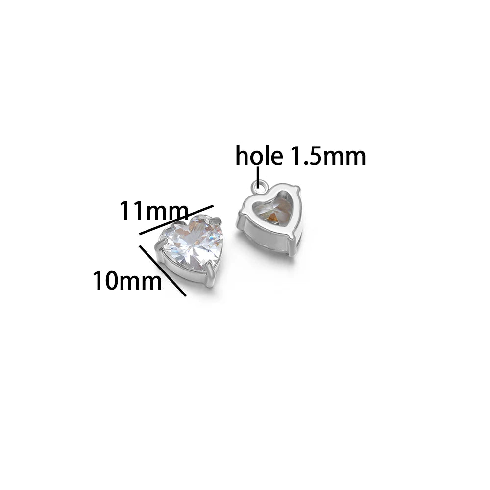 Fashion DIY Jewelry Findings 18k Gold Plated Stainless Steel Heart Zircon Charm Pendant for Jewelry Making Accessories