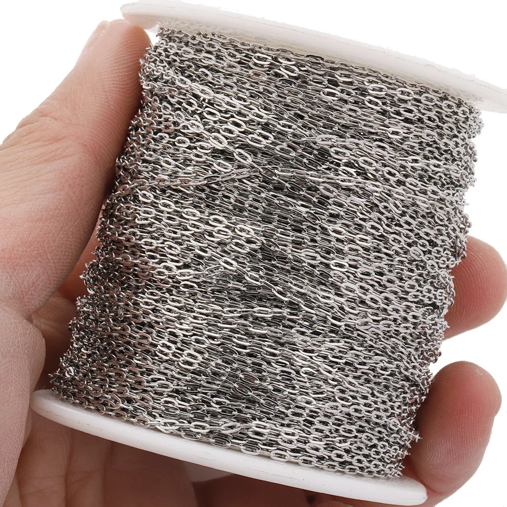 D099 1.5mm Paper Clip Chain Waterproof PVD Stainless Steel Gold Silver Chain Wholesale Men's Jewelry Making