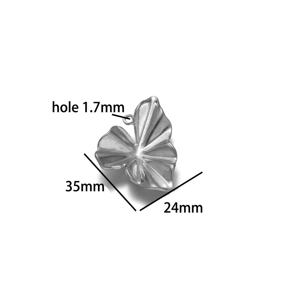Vintage Stainless Steel18k Gold Plated Heart Flower Leaves Charms Pendant for DIY Jewelry Necklace Earring Making