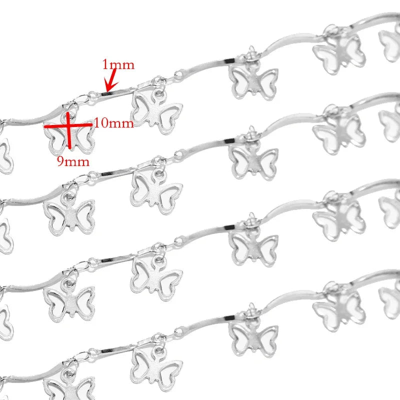 B4774 Vacuum butterfly Charm Chain 18k Gold Plated Stainless Steel Chain Roller Chain for Jewelry Diy