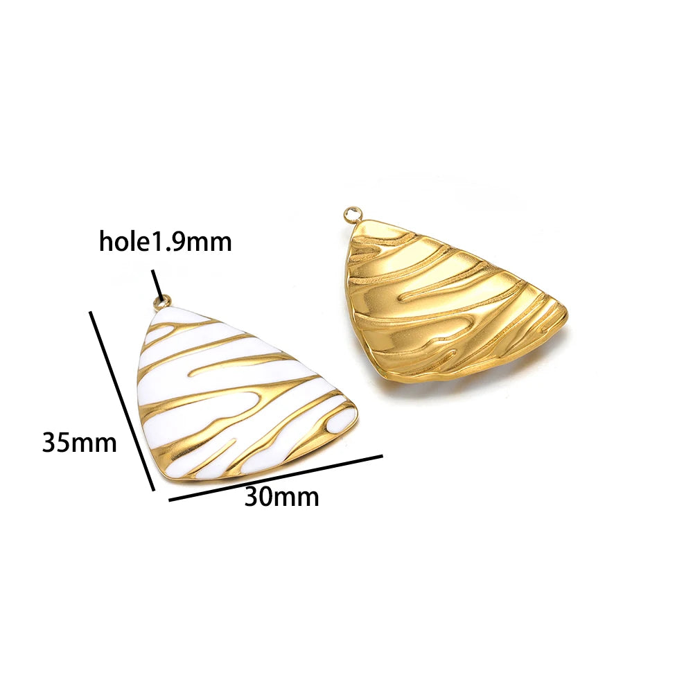 New Fashion 18k Gold Plated Stainless Steel Enamel Irregular Stripe Triangle Charm Pendant for Handmade Necklace Jewelry Making