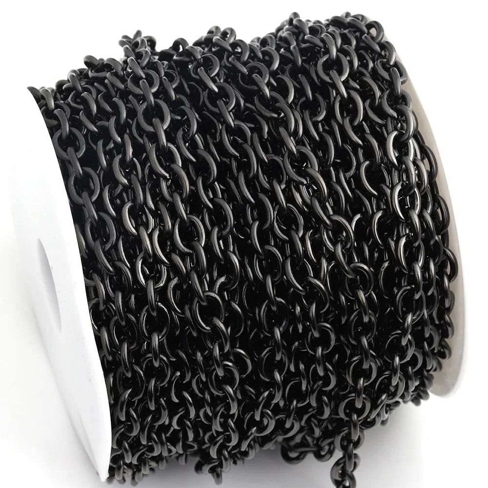 D1049 Gun Black Plating Stainless Steel Jewelry Necklace Bracelet Body Chains Truck Cuban Paper Clip Roller Fashion Men Chains