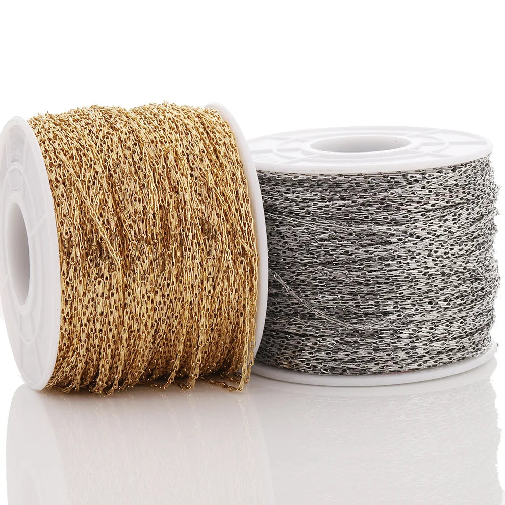 A2590 Fashion 18k Gold Stainless Steel Chain Bulk Link Necklace Bracelet Chain Jewelry Making Diy Wholesale