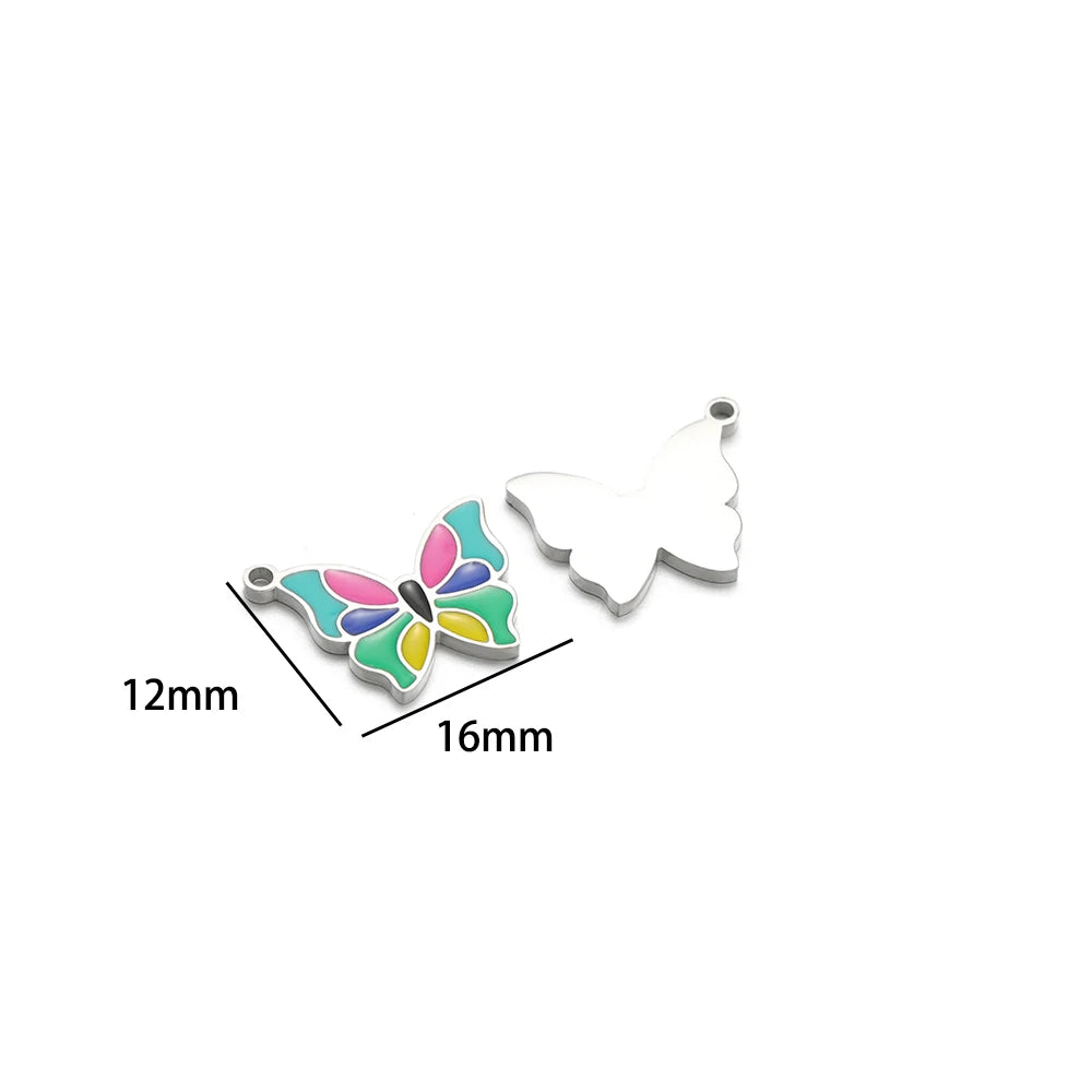 Gold Plated Stainless Steel Enamel Star Gift Bag butterfly Heart Charm Pendant for Jewelry Necklace Making Accessories