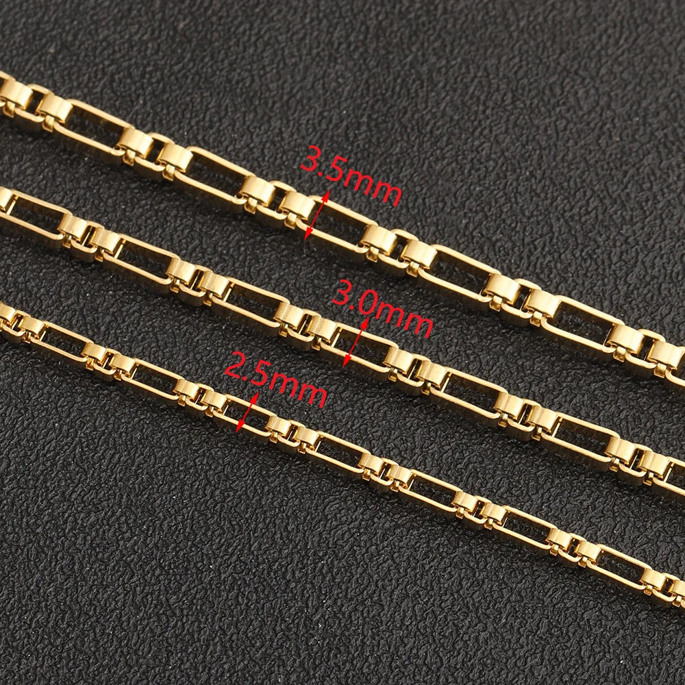 D404 High Quality 18k Gold Plated Figaro 3+1 Necklace Bracelet Chain Bulk Roll Stainless Steel Jewelry Chain Wholesale