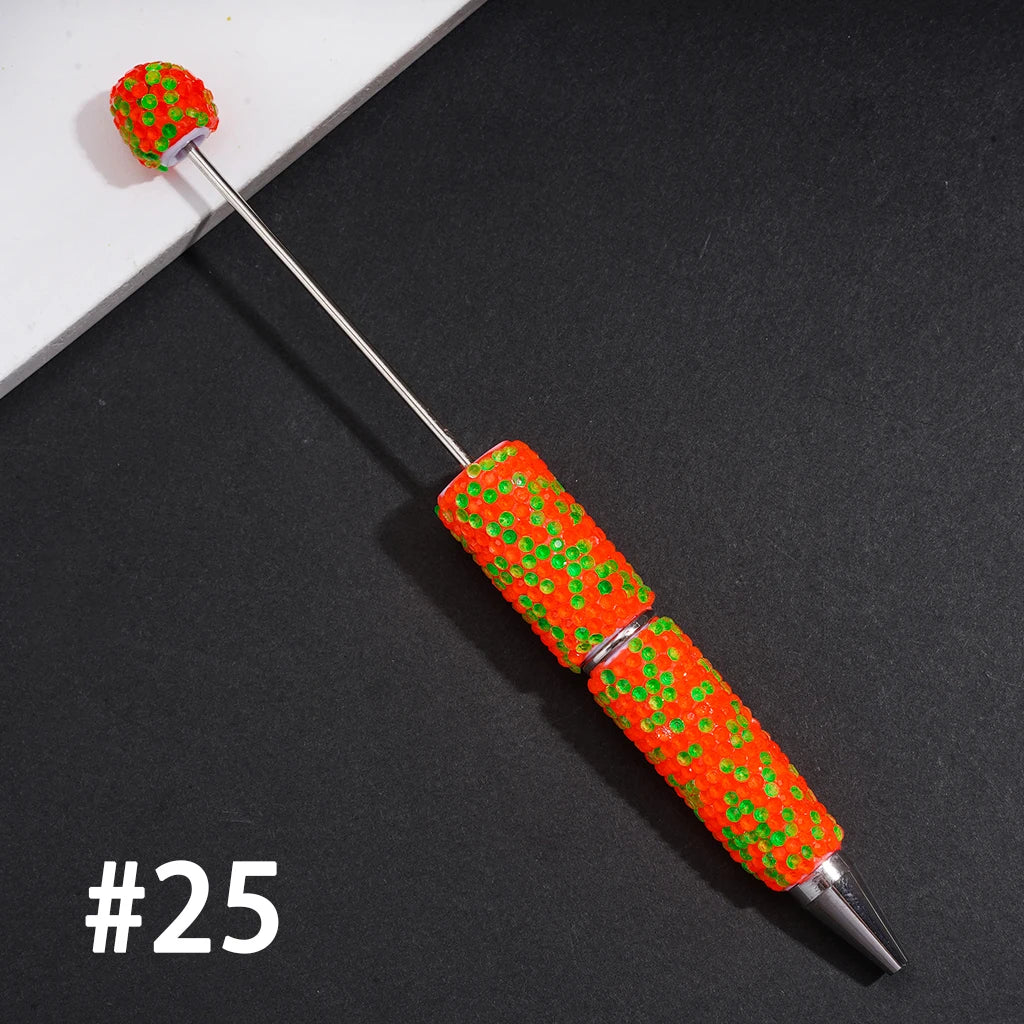 Neon Fluorescent Candy Color Full Rhinestone Clay Bead Pens Fully Wrapped Shiny Rhinestones Pure Handmade DIY Beaded Pen Blanks