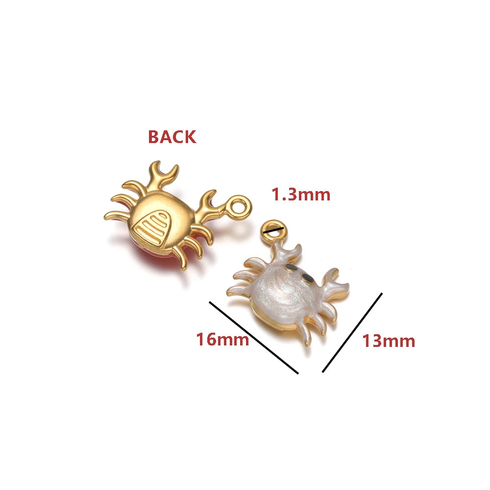 High Quality Jinrou 18K Gold Plated Stainless Steel Enamel Crab Shape Pendant Findings for Necklace and Earrings Jewelry Making