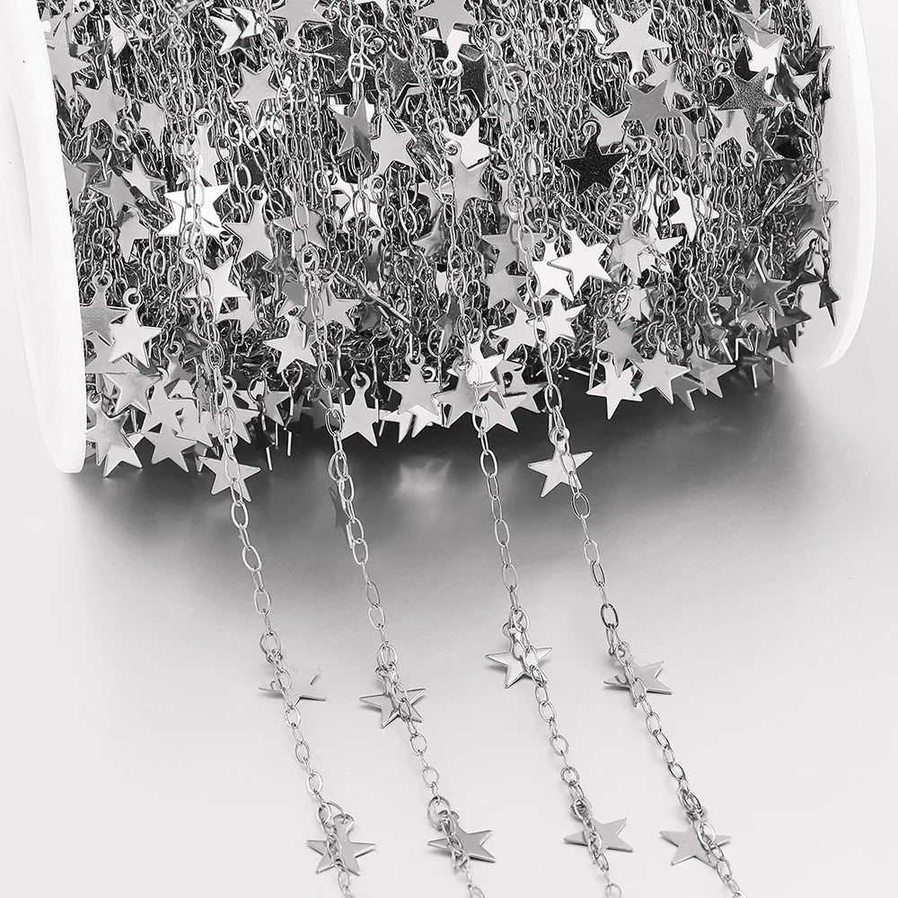 B2592 Tarnish FREE Gold Plating Chain Star Pendant Thin Chain Stainless Steel Chain Jewelry for Diy