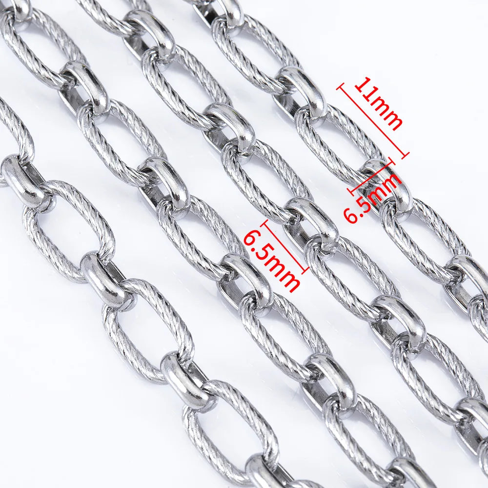 11x6.5mm Stainless Steel Rectangle Chain Quality E683 Waterproof 18k Gold Plated Necklace Wholesale Jewelry Findings Components