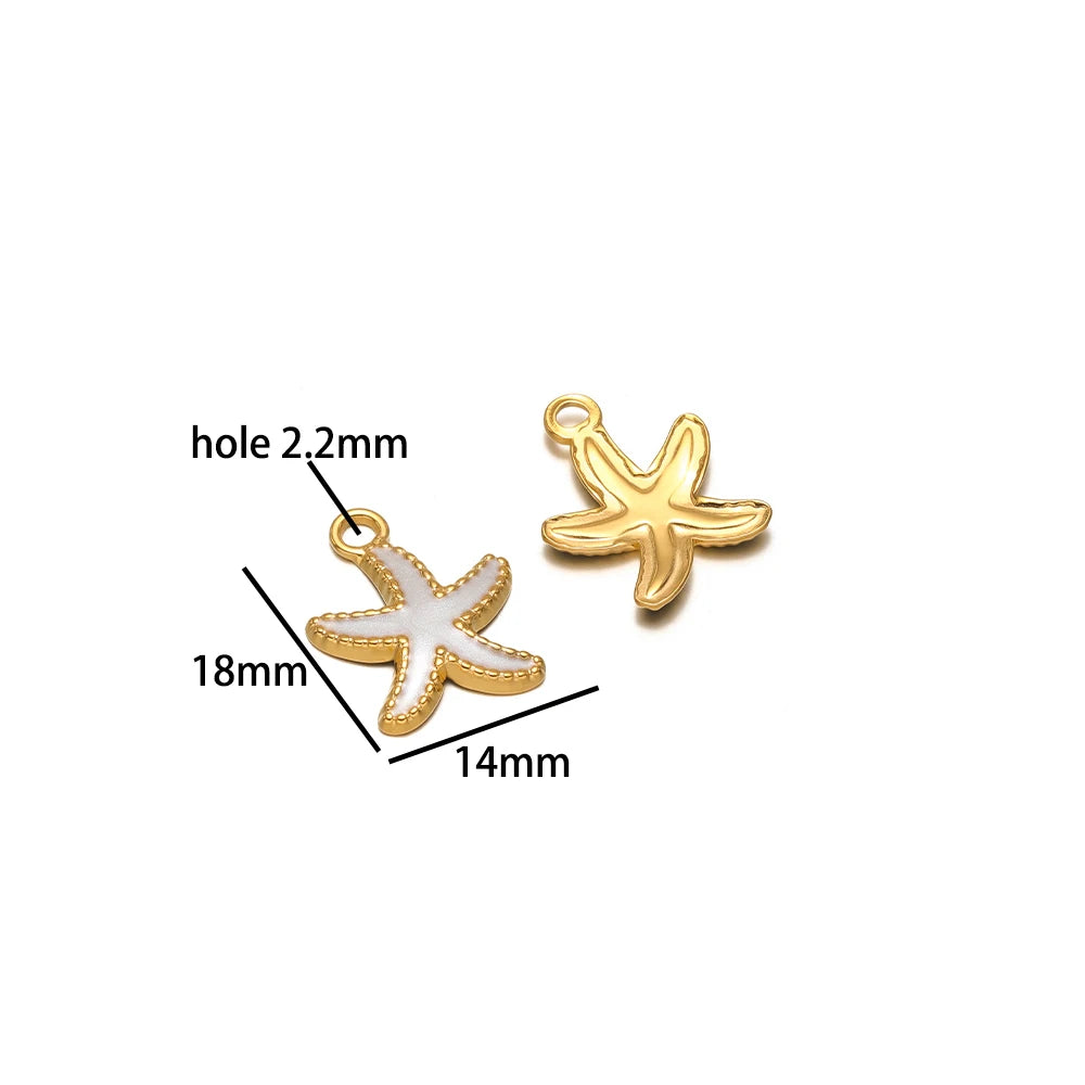 Hot Selling 18k Gold Plated Stainless Steel Enamel Butterfly Heart Shell Starfish Charm Pendant for DIY Necklace Jewelry Making