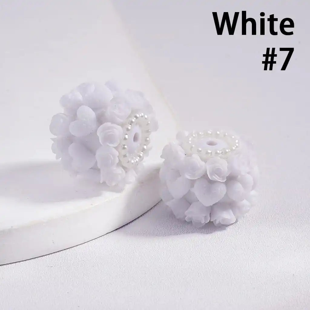 Acrylic Lucite Plastic Beads Luminous with Rose Flowers Frosted Hearts Valentine's Day White Pearl Chains 20MM Multi-Color