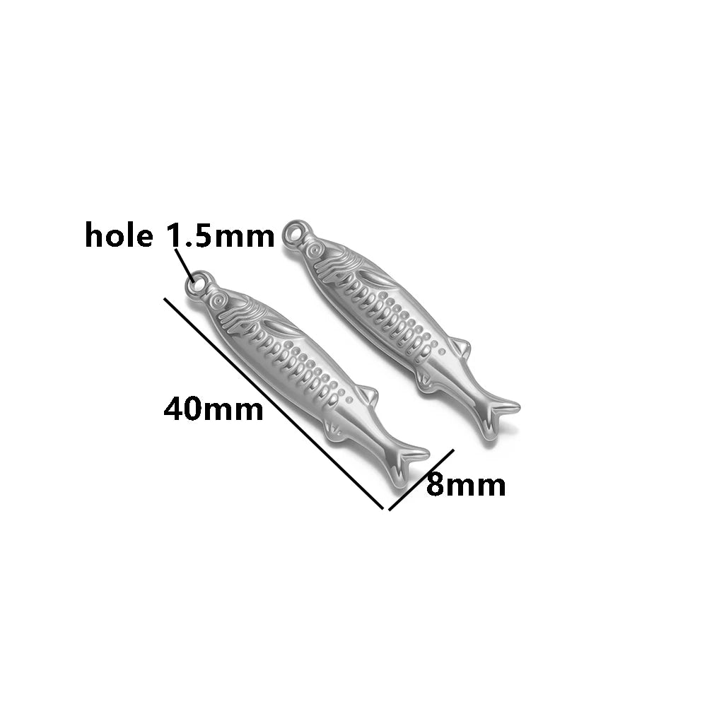 Vintage 18k Gold Plated Stainless Steel Fish Charm Pendant for DIY Handmade Necklace Earrings Jewelry Making