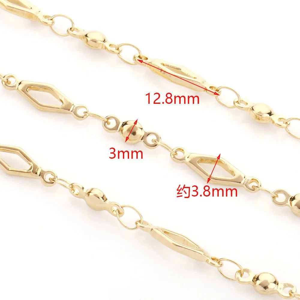 B4851 18k Gold Plated Chain Waterproof Roller Beaded Gold Chain Part for Necklace Bracelet Making