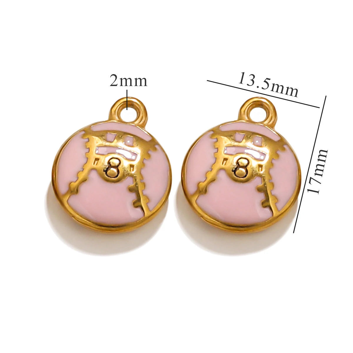 Stainless Steel 18K Gold Plated Colorful Sports Ball-Shaped Pendants DIY Bracelets Keychains Accessories Drip-Coating Parts