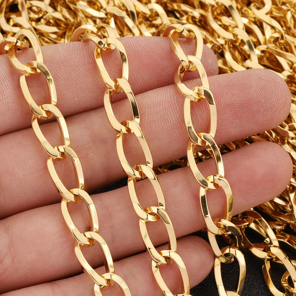 D142 Fashion Stainless Steel Chain Bulk Link Necklace Bracelet Making with 18k Gold Plated Jewelry Findings