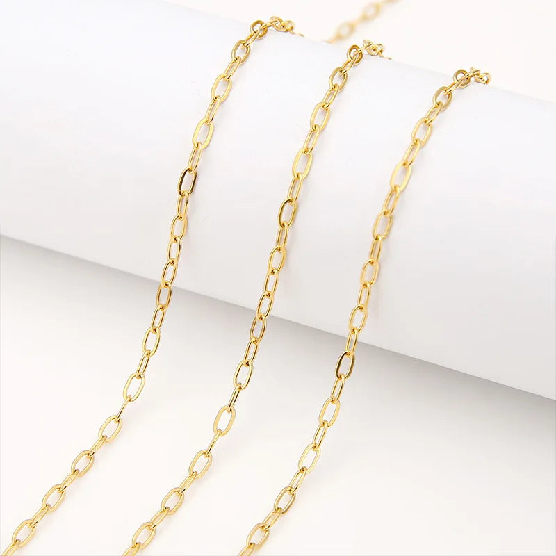A1180 Fashion 18k Gold Plated Cross Chain 2.5mm Stainless Steel Necklace Bulk Chain Jewelry Accessory