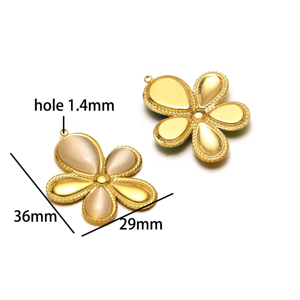 Popular Fashion 18k Gold Plated Stainless Steel Drip-oil Butterfly Flower Heart Charm Pendant for Women Jewelry Making