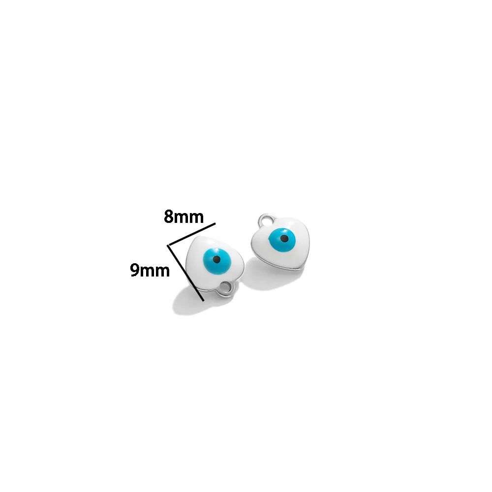 Fashion Jewelry 18k Gold Plated Stainless Steel Heart Enamel Eye Charm Pendant for DIY Necklace Jewelry Making Accessories