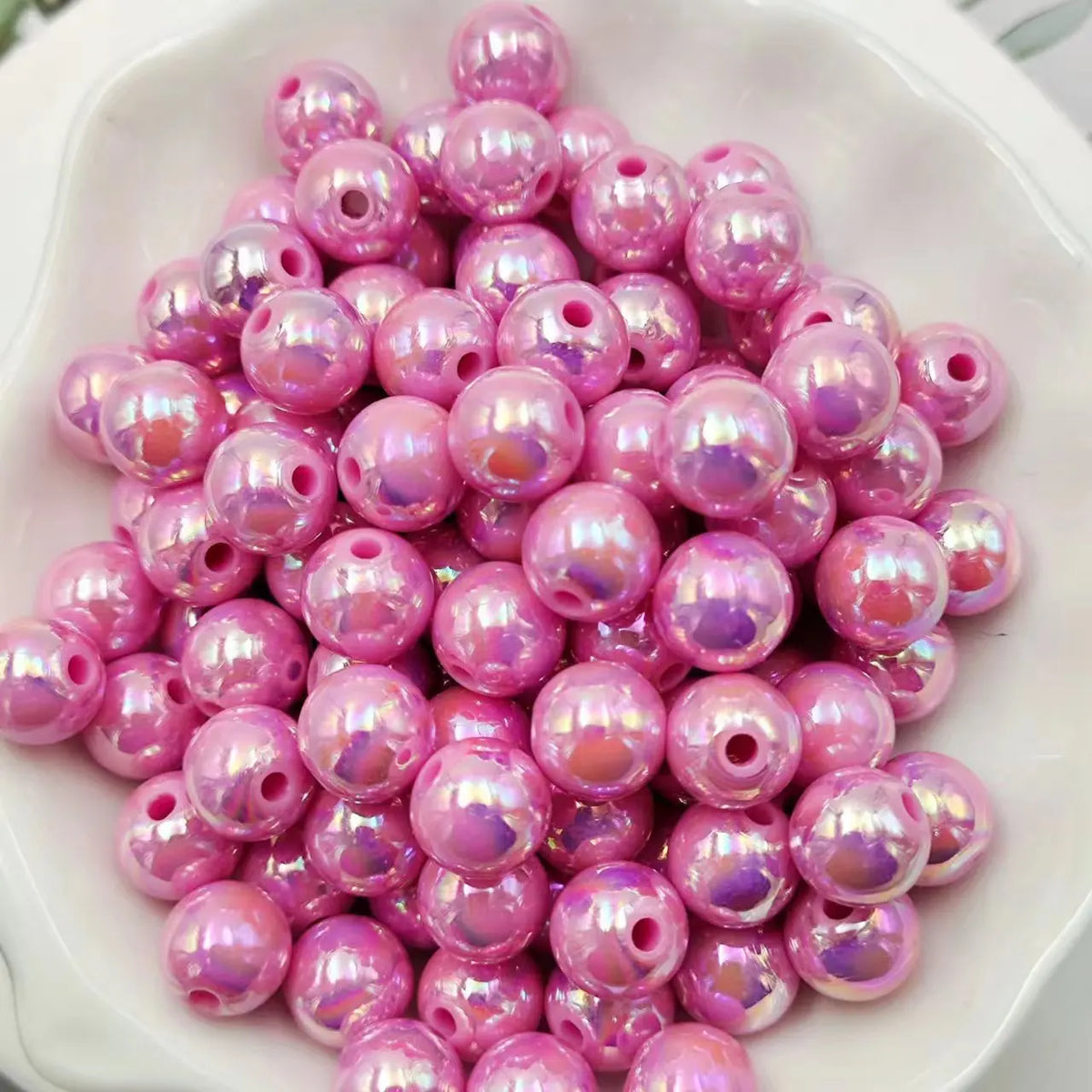 Hot Sale 500G/bag Acrylic Beads AB Plating Plastic Round Loose Beads for Mobile Phone Chain Bracelet Jewelry Making
