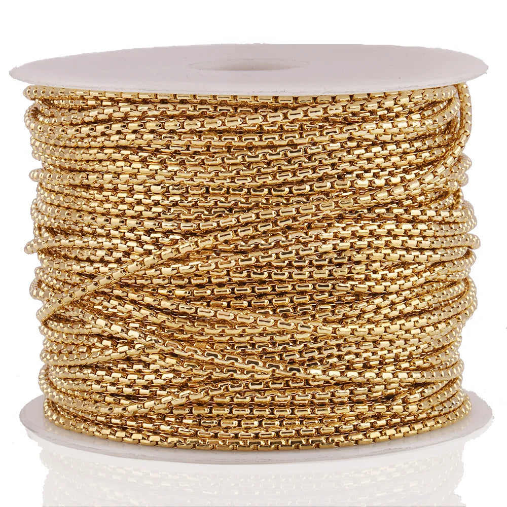 D383 Non Tarnish Stainless Steel Chain Bulk Roll 18k Gold Plated Necklace Bracelet Anklet Making Diy Chain