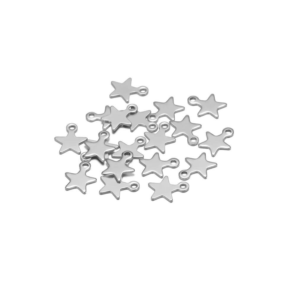 Fashion No TarnishStainless Steel 18k Gold Plated 8mm Star Charm Pendant for DIY Jewelry Making Accessories