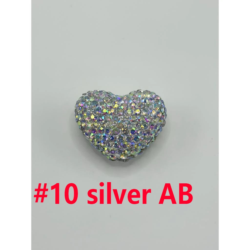 Solid Heart Clay Focal Beads Inlaid Shiny Rhinestones Decorative Loose Beads DIY for Pen Bracelet Craft Zhejiang Wholesale