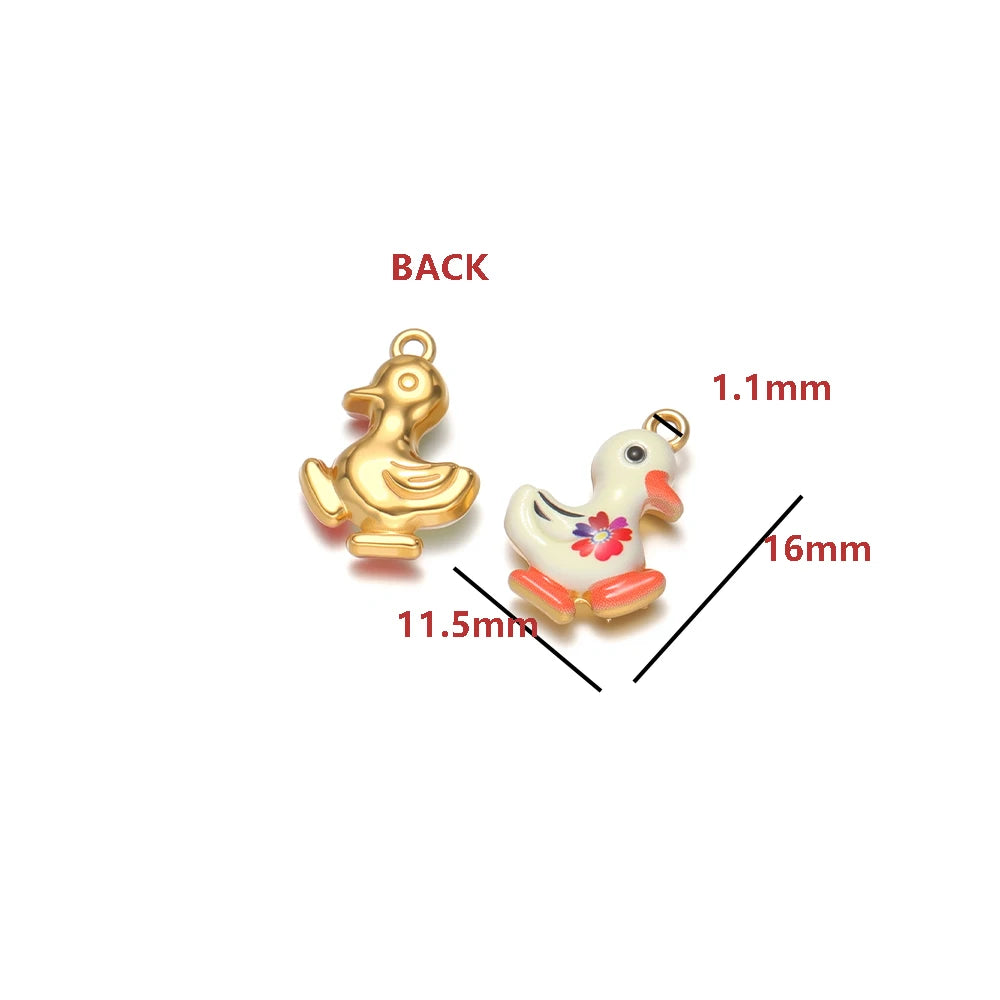 Jinrou Enamel Flower Charms 18k Gold Plated Stainless Steel Double Hole Pearl Charm Pendant DIY Jewelry Making Accessories Model