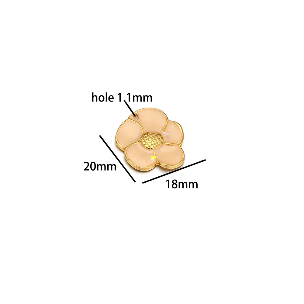 Wholesale DIY Jewelry Finding Stainless Steel 18k Gold Plated Multi Colore Flower Charm Pendants for Jewelry Necklace Making