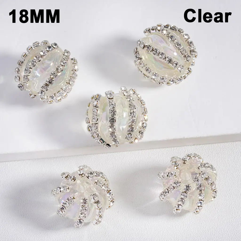 Multi-Color Translucent Acrylic Beads with UV Coating and Shiny Rhinestone Chains 18MM