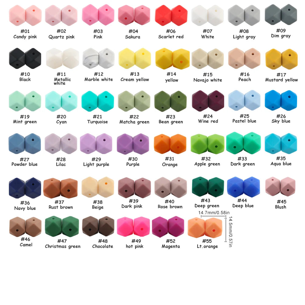 100Pcs Silicone Beads 14mm Hexagon Bead For Jewelry Making DIY Necklace Bracelets Keychain Jewelry Accessories Food Grade
