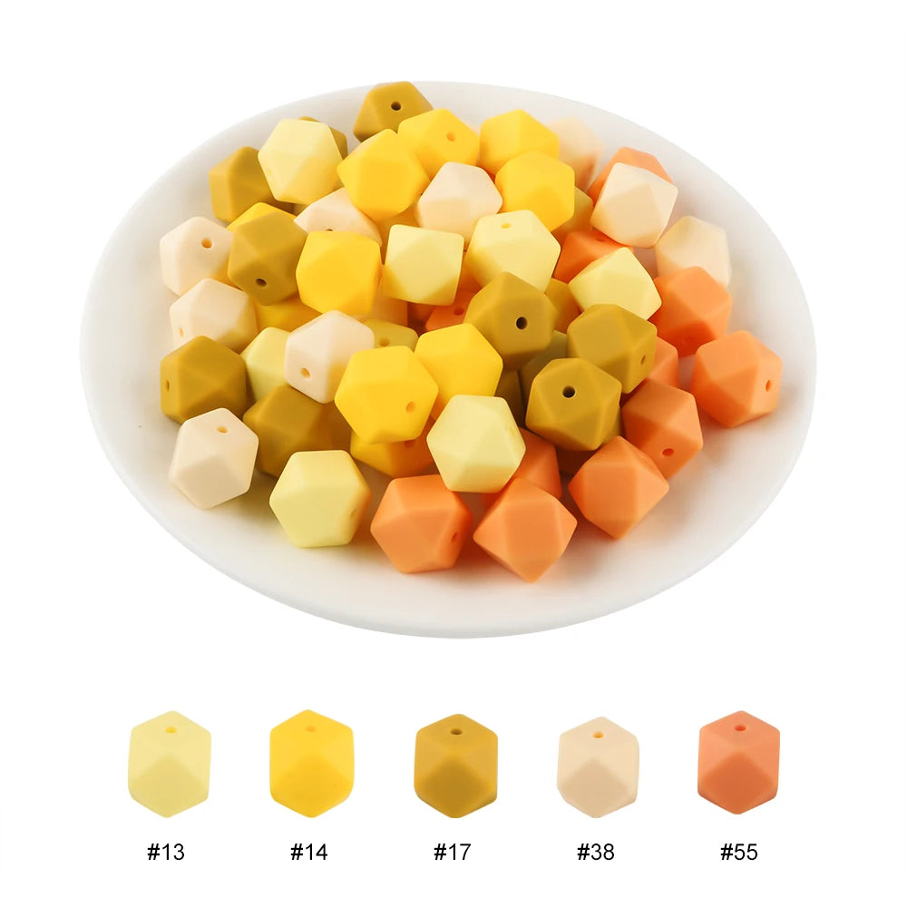 100Pcs Silicone Beads 14mm Hexagon Bead For Jewelry Making DIY Necklace Bracelets Keychain Jewelry Accessories Food Grade