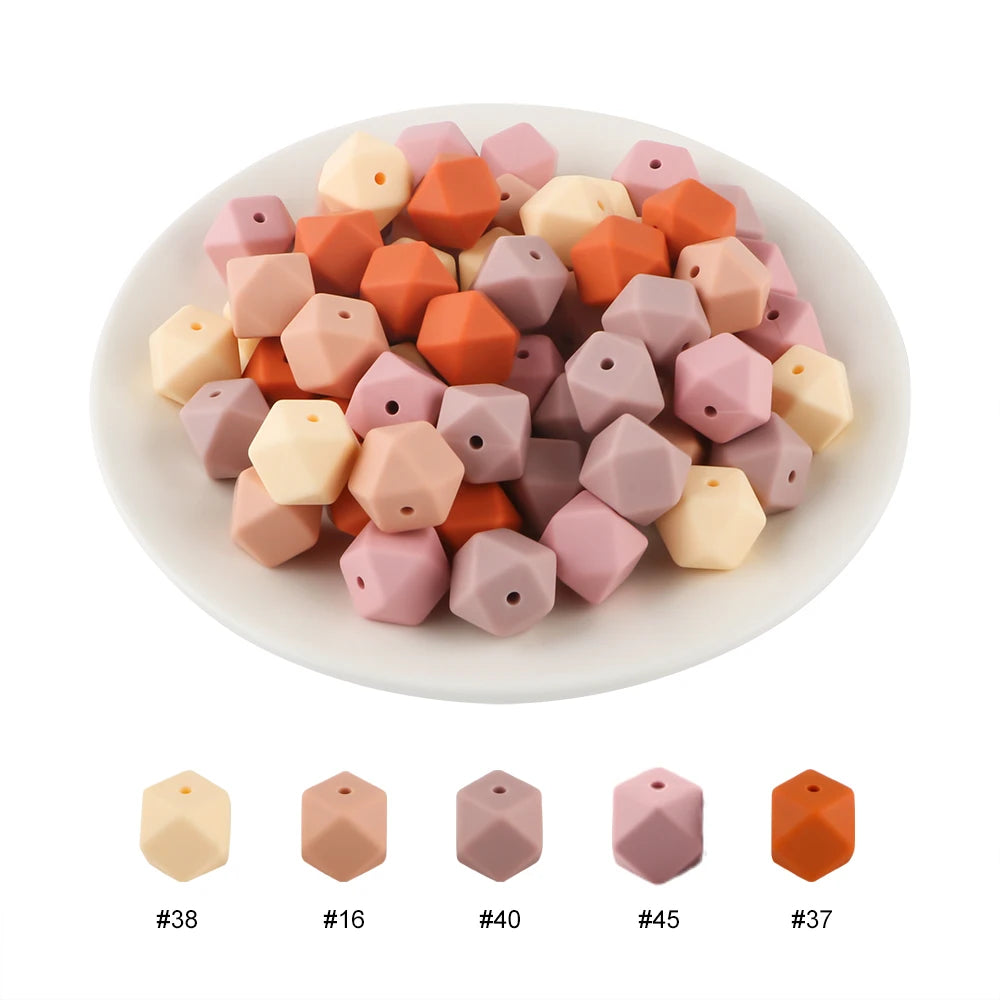 100Pcs Silicone Beads 14mm Hexagon Bead For Jewelry Making DIY Necklace Bracelets Keychain Jewelry Accessories Food Grade