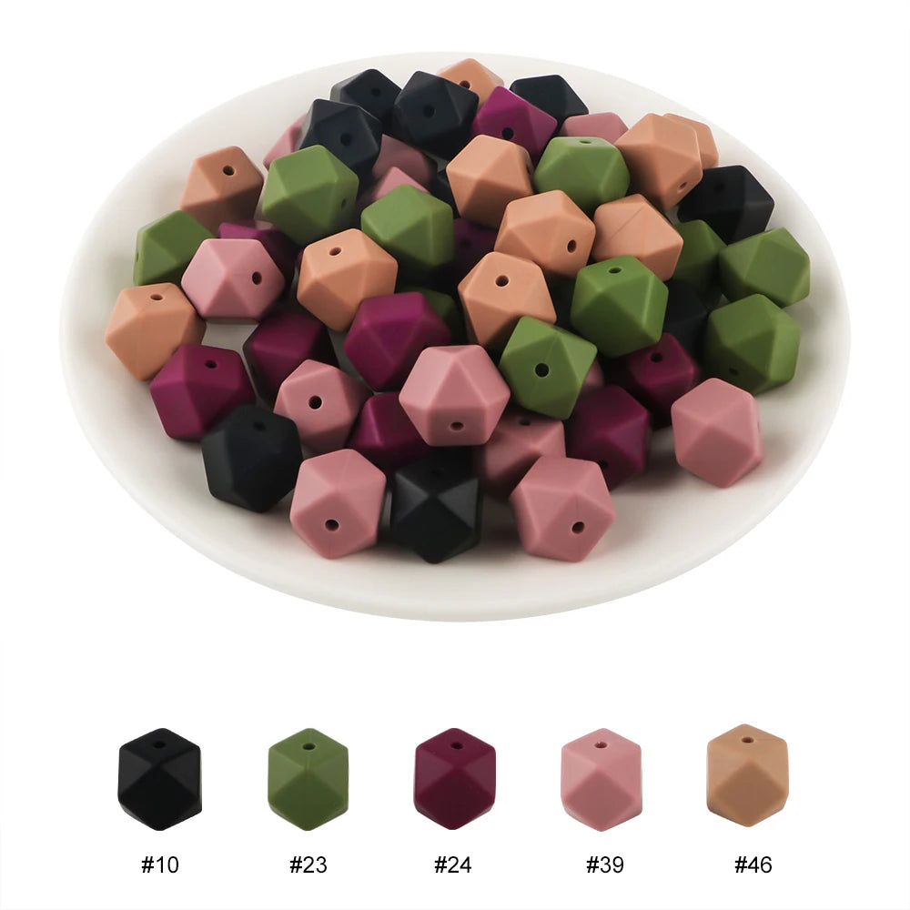 100Pcs Silicone Beads 14mm Hexagon Bead For Jewelry Making DIY Necklace Bracelets Keychain Jewelry Accessories Food Grade