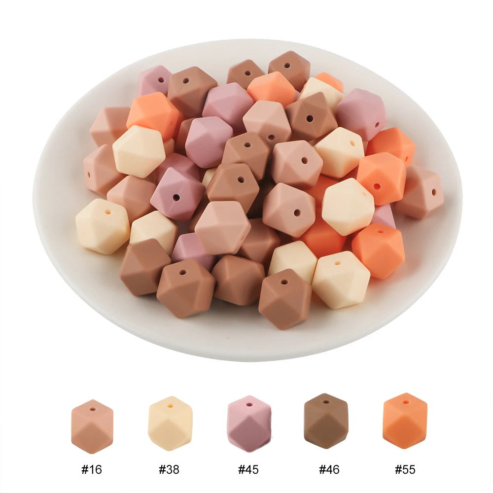 100Pcs Silicone Beads 14mm Hexagon Bead For Jewelry Making DIY Necklace Bracelets Keychain Jewelry Accessories Food Grade