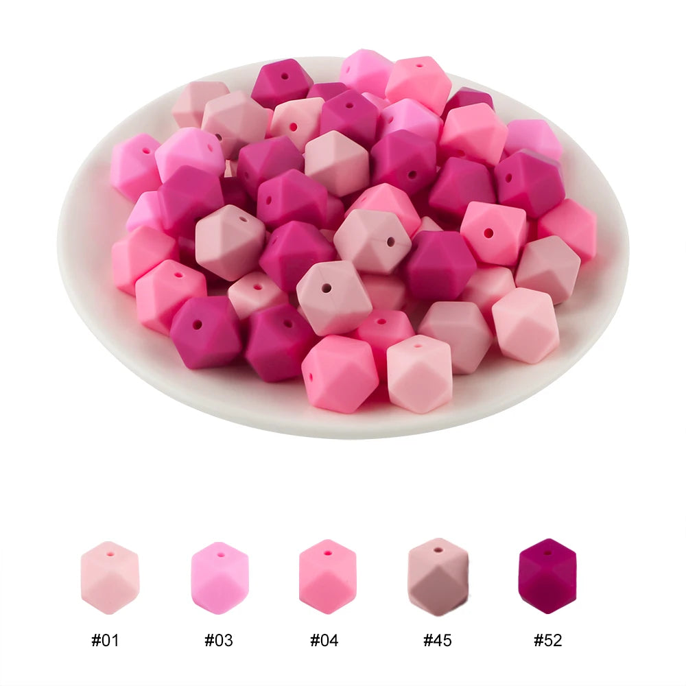 100Pcs Silicone Beads 14mm Hexagon Bead For Jewelry Making DIY Necklace Bracelets Keychain Jewelry Accessories Food Grade