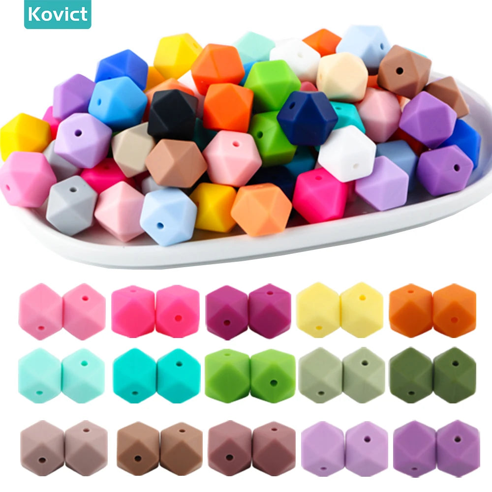 100Pcs Silicone Beads 14mm Hexagon Bead For Jewelry Making DIY Necklace Bracelets Keychain Jewelry Accessories Food Grade